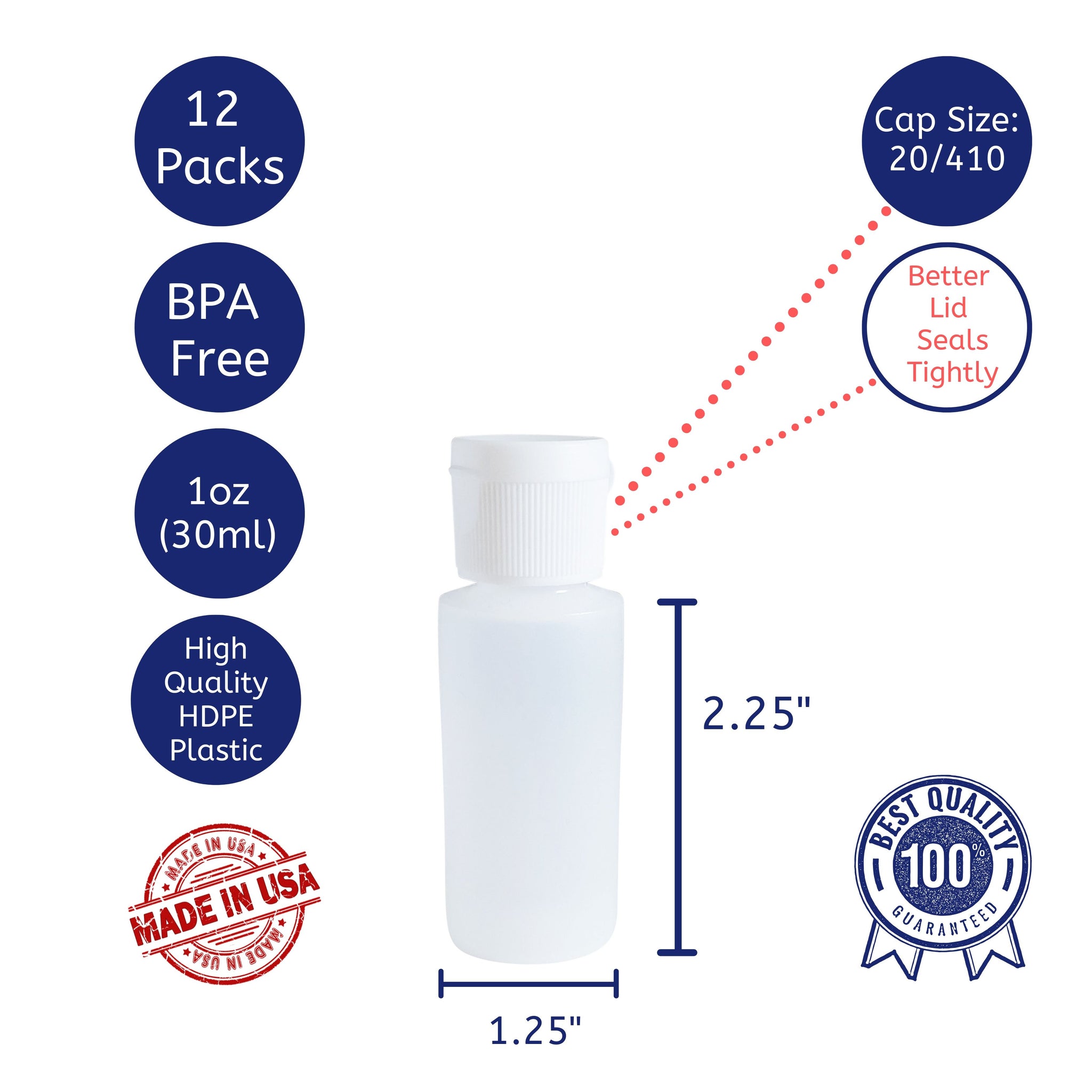 Small Plastic Bottle With White Disc Lid Squeezable HDPE