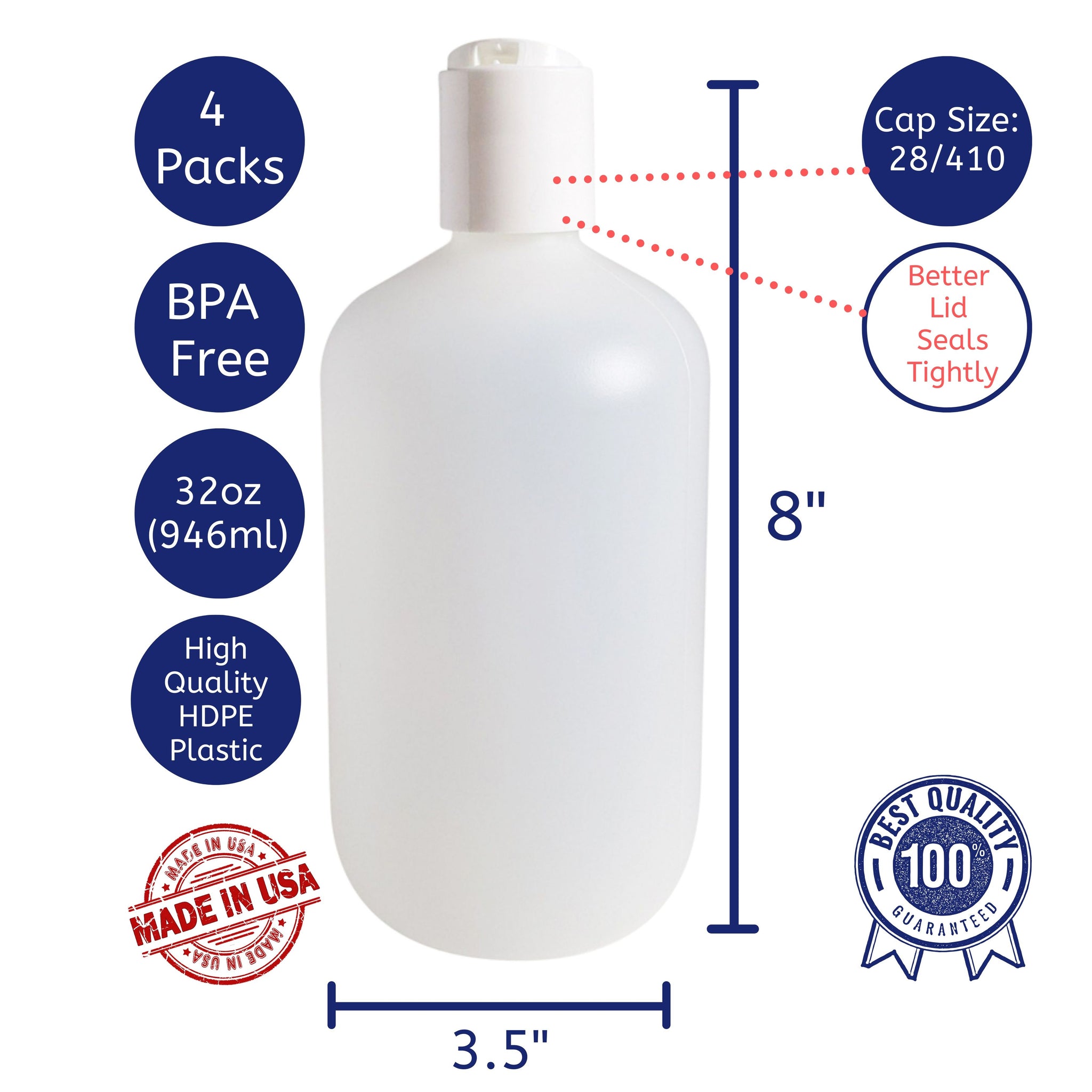  32 oz White Plastic Bottles